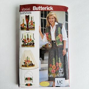 Appliqued Skirts Vest Bags Belt Sewing Pattern Butterick 4966 Misses Size 8-16